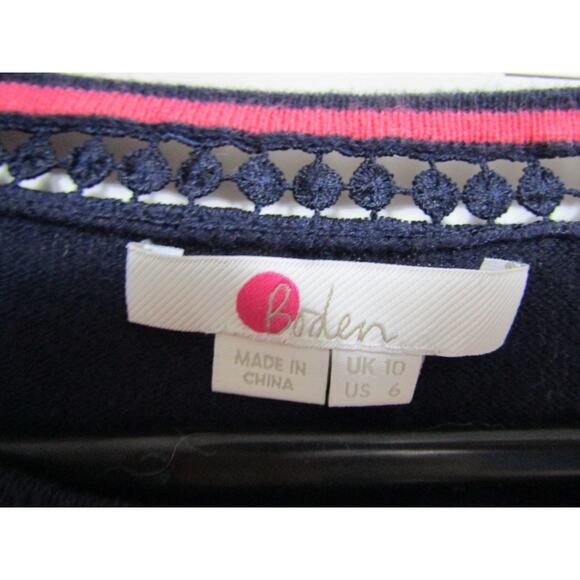 Boden Blue Knit Top Lace Women's sz 6 Boho Cottagecore Peasant Minimal Fairy - Picture 3 of 5